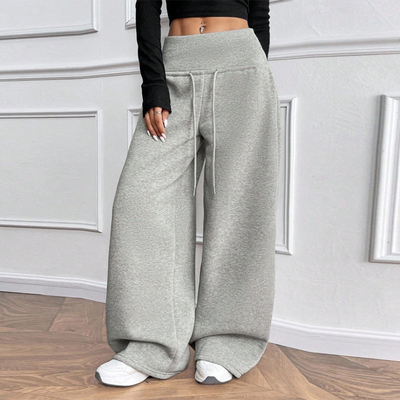 Damen Freizeithose Elastischer Bund Weit Bequem Schwarz - Norvielle