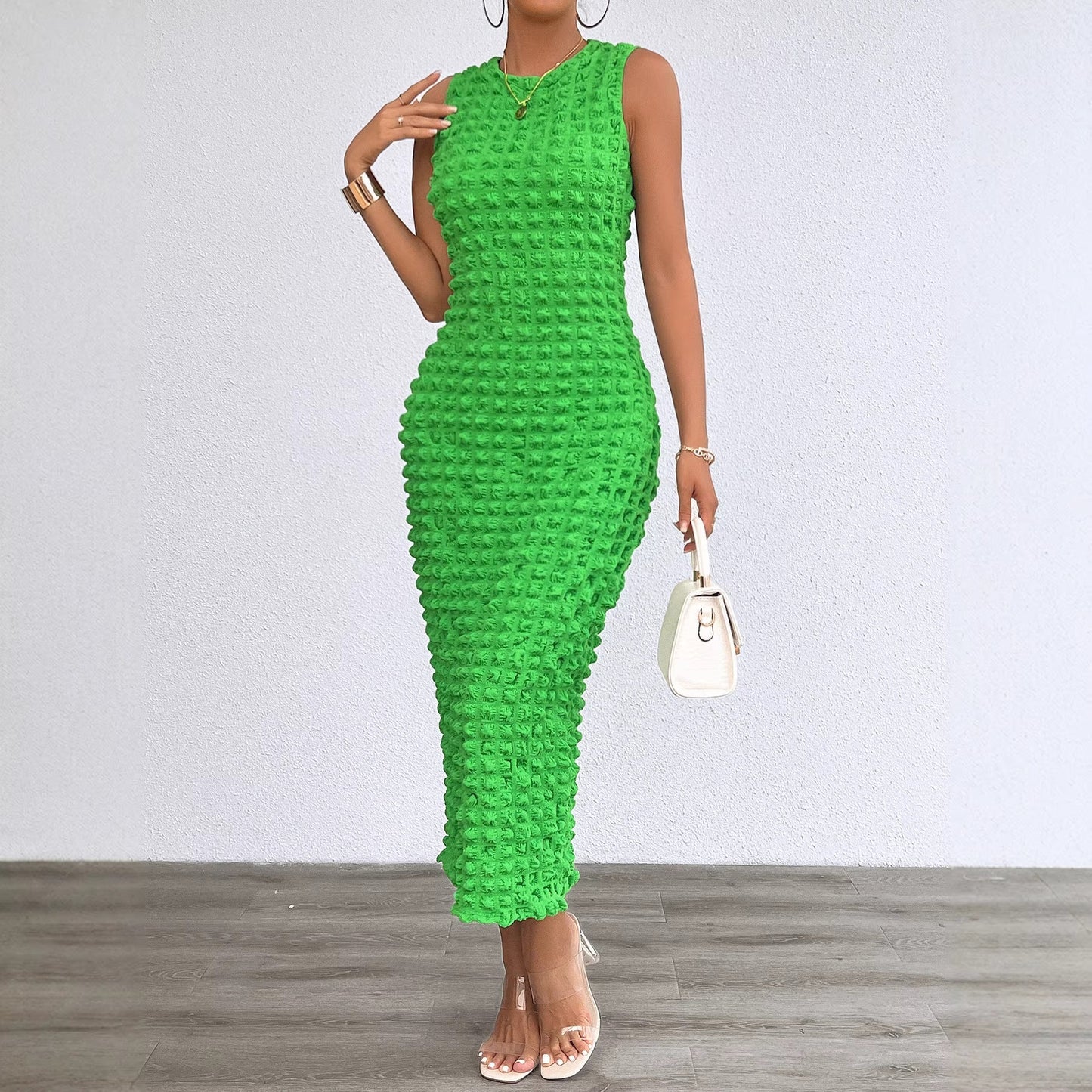 Damen Figurschmeichelndes Midi-Kleid Struktur Norvielle