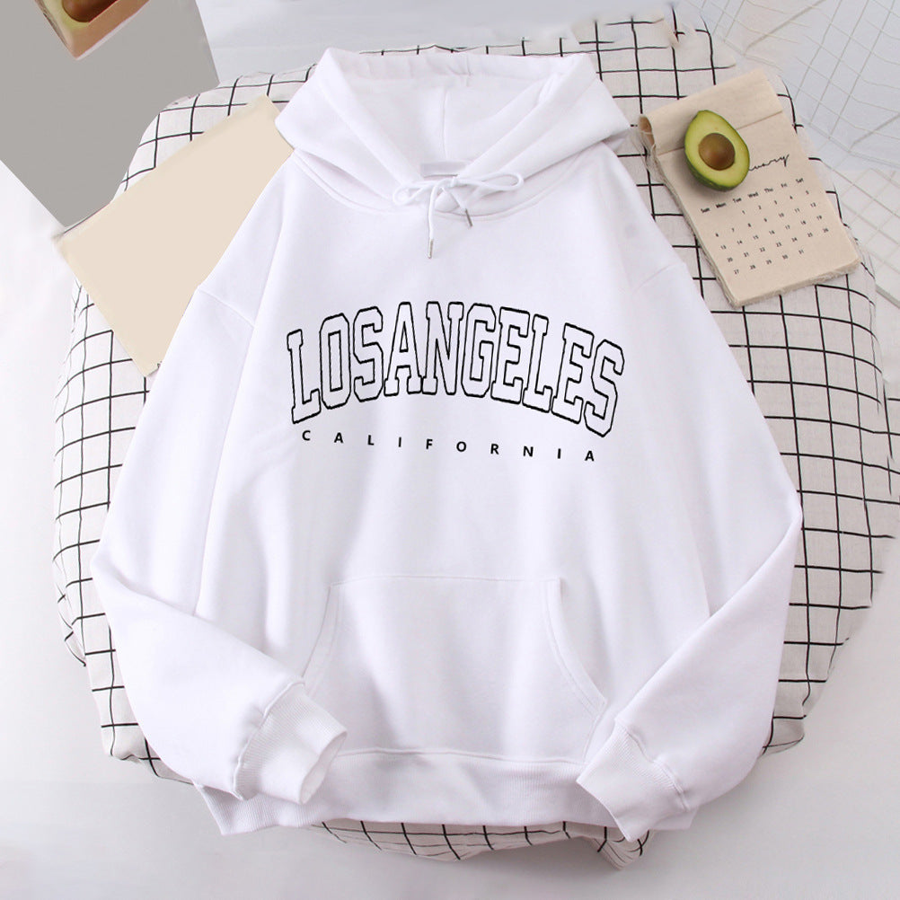 Damen Kapuzenpullover Los Angeles Print Weites Design