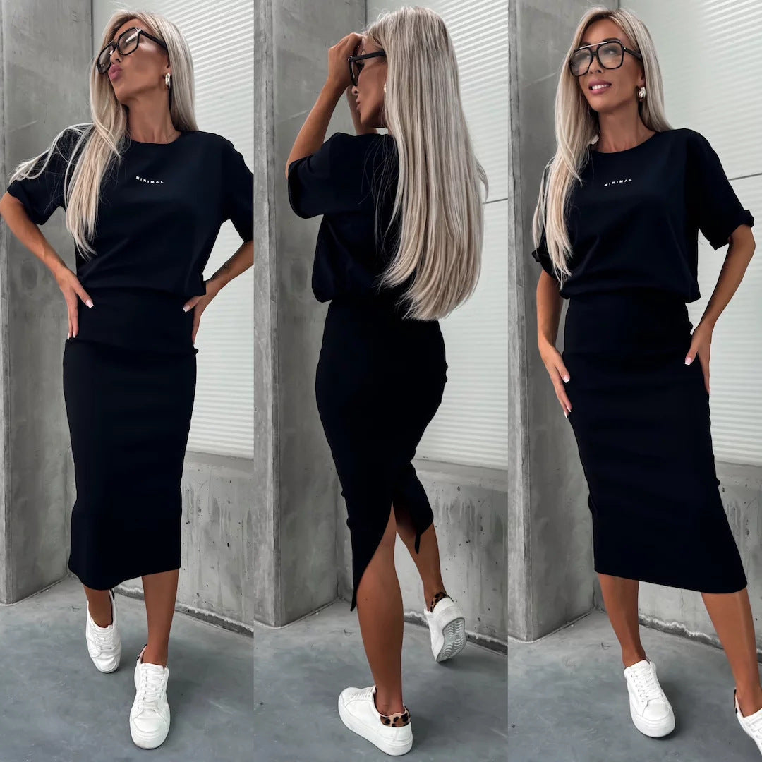 Damen Skirt T-Shirt Set Bequem Norvielle