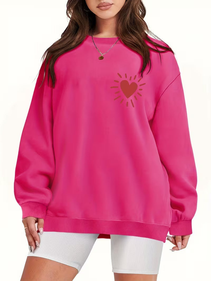 Damen Sweatshirt Übergroß Herzmotiv Norvielle