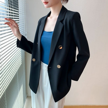 Damen Blazer Doppeltgefaltet Elegantes Design Schwarz - Norvielle