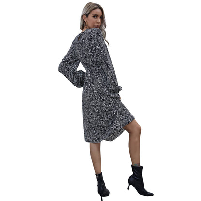 Damen Midikleid mit Puffärmeln Elastisches Taillenband Norvielle