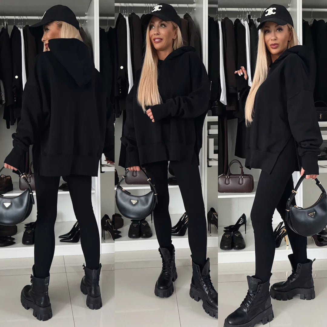 Damen Oversized Kapuzenpullover Leopardenmuster