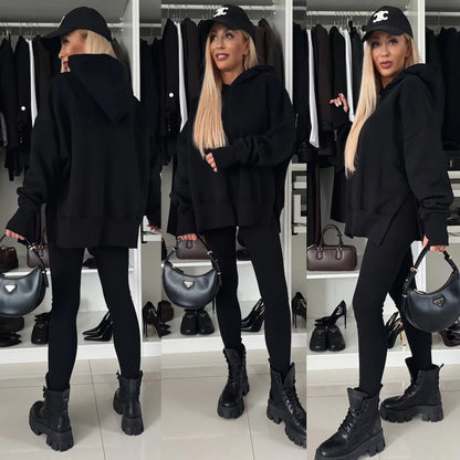 Damen Oversized Kapuzenpullover Leopardenmuster