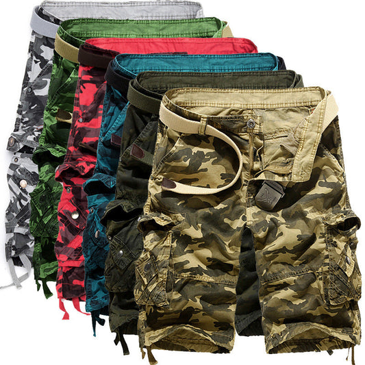 Herren Camo Cargo Shorts Mehrere Taschen Verstellbarer Bund Norvielle - Norvielle