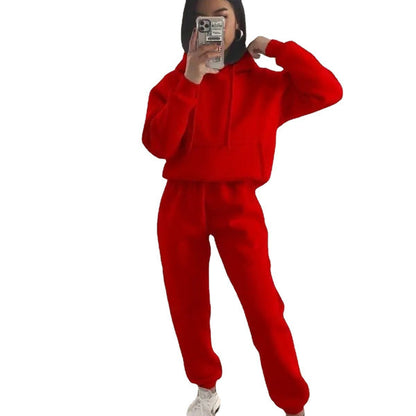 Damen Fleece-Joggingset mit Kapuze Elastisch Norvielle