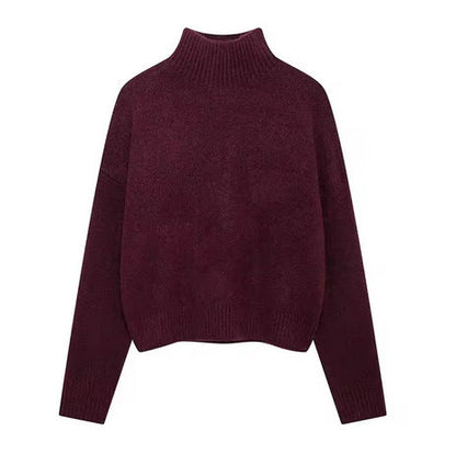 Damen Rollkragenpullover Weiche Strickware Beige