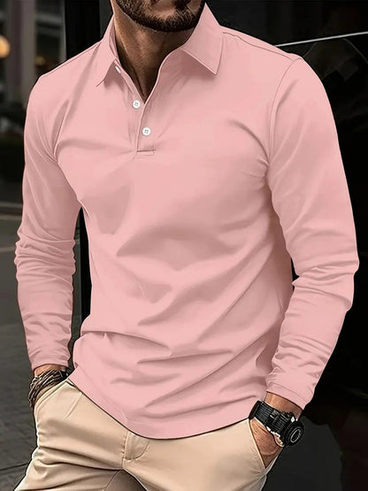 Herren Langarm Poloshirt Knopfleiste