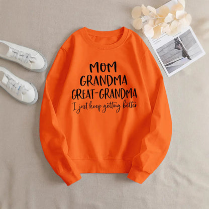Damen Sweatshirt Kreativer Familienaufdruck Bequem Grün Norvielle