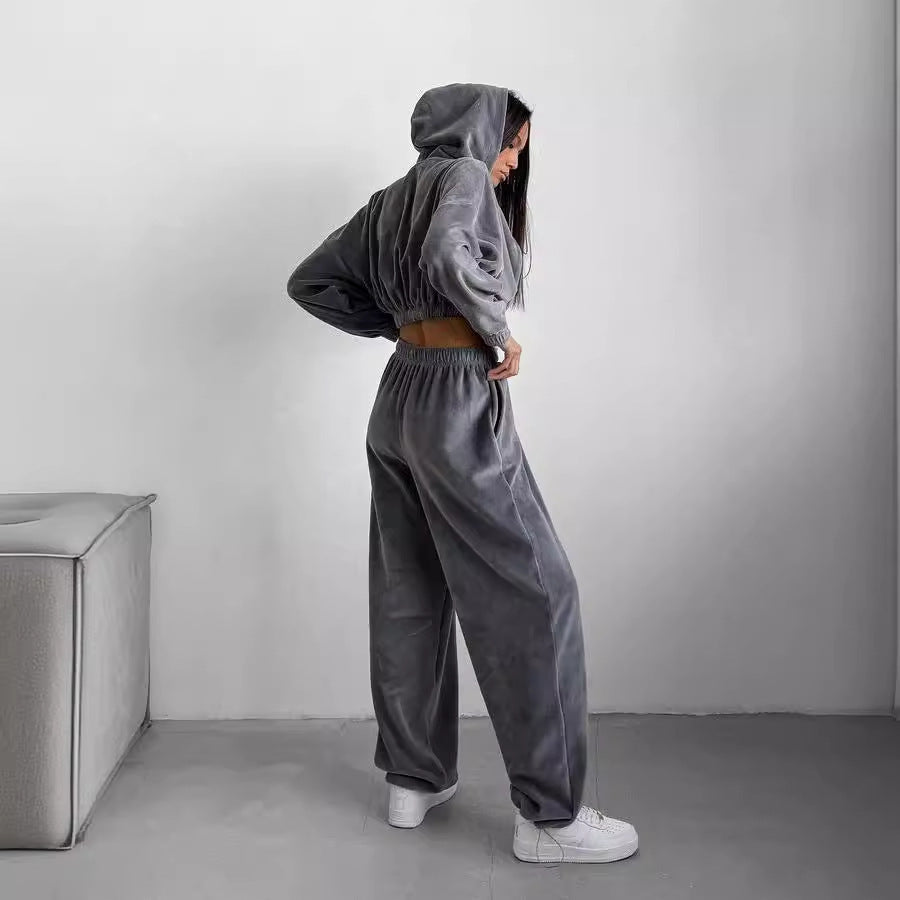 Damen Fleece-Sportanzug Hochgeschlossen Elastisch Norvielle