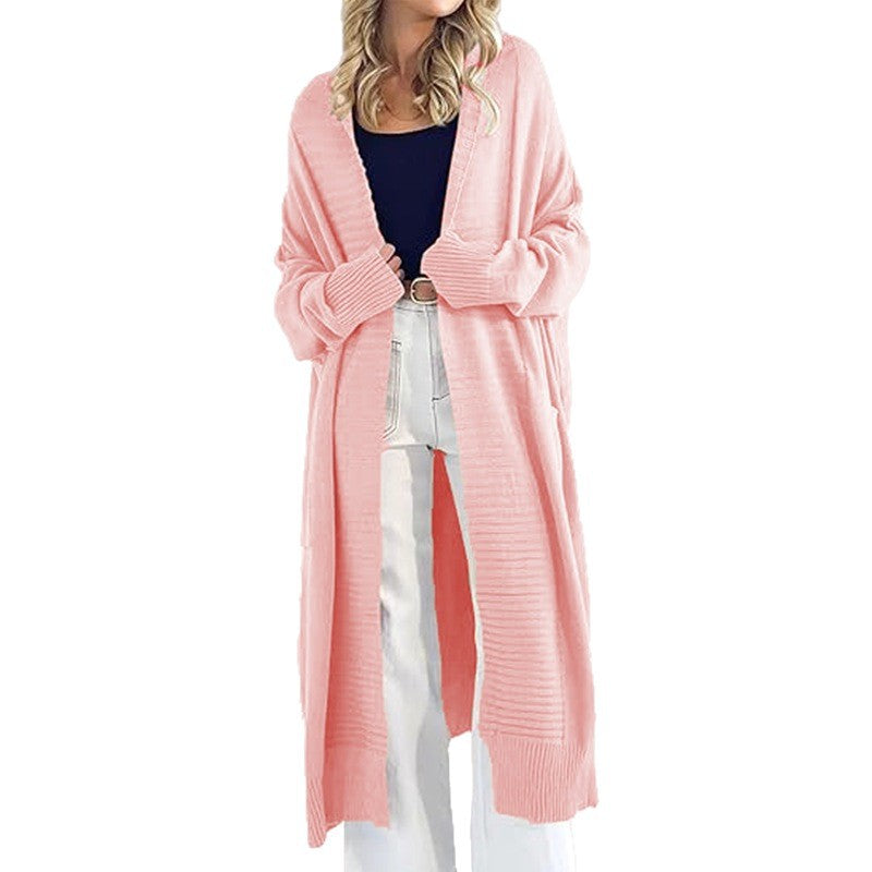 Damen Strickcardigan Lang mit Muster und Taschen Norvielle