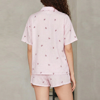 Damen Pyjama Set Kurzarm Oberteil Shorts Norvielle