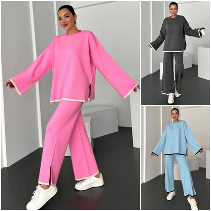 Damen Lounge-Set Weites Oberteil Schlitzhosen Norvielle - Norvielle