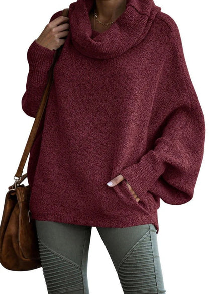 Damen Rollkragenpullover Weite Ärmel Norvielle