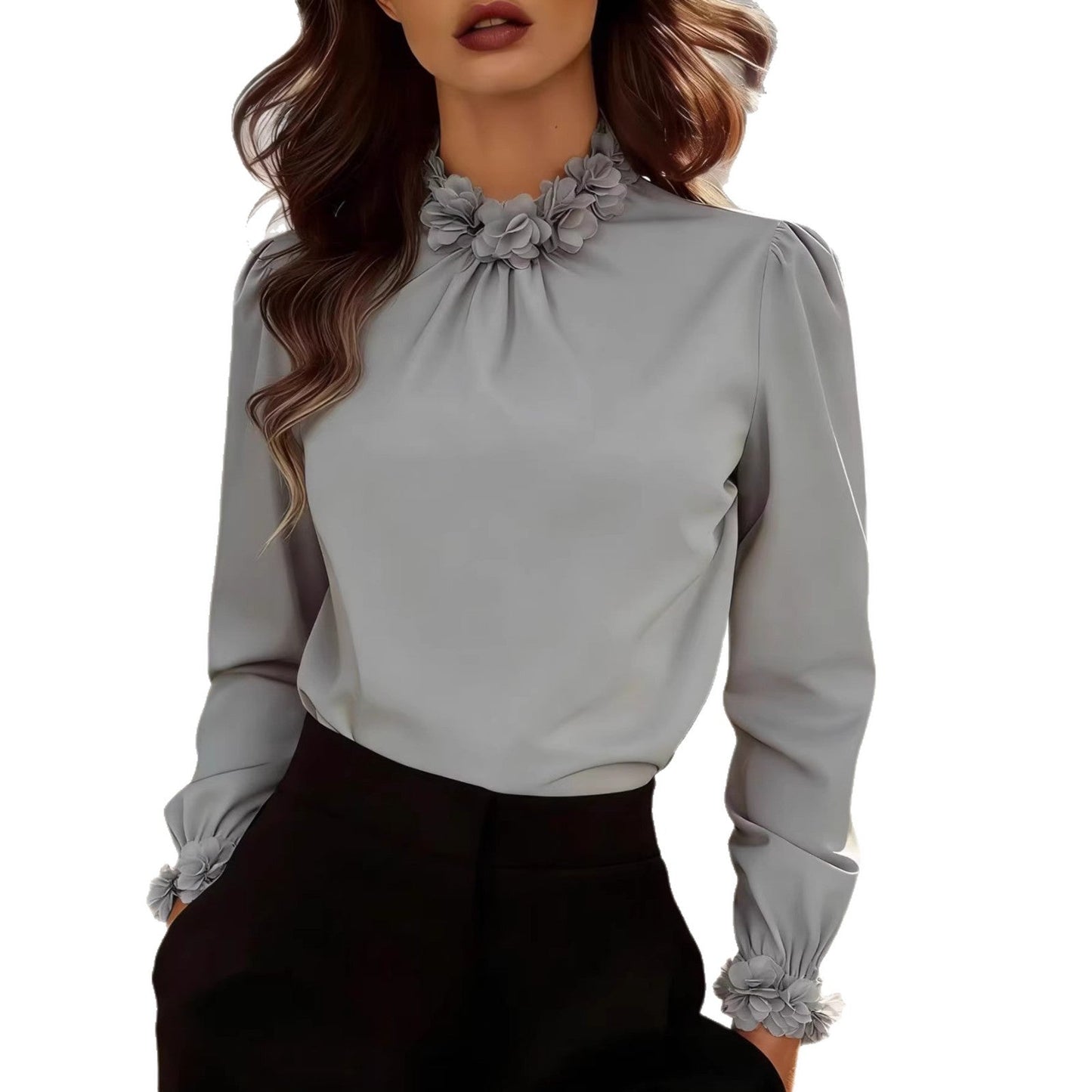 Damen Bluse Blumenmuster Volants Norvielle