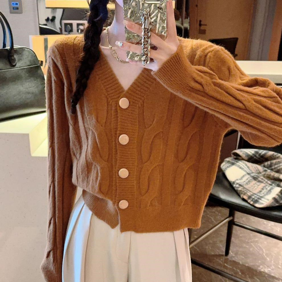 Damen Grobstrickjacke Weiches Material Beige