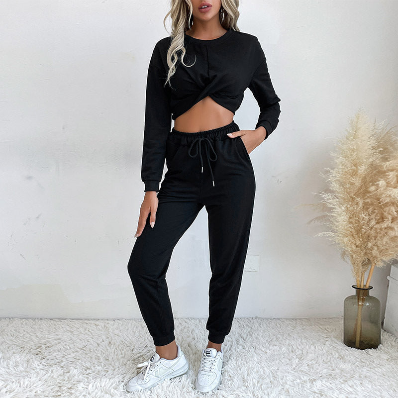 Damen Jumpsuit Elastischer Bund Knoten-Detail