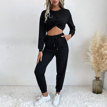 Damen Jumpsuit Elastischer Bund Knoten-Detail