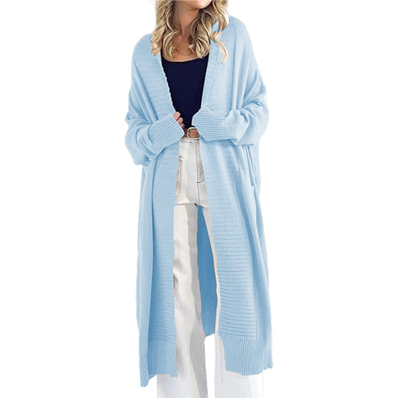 Damen Strickcardigan Lang mit Muster und Taschen Norvielle