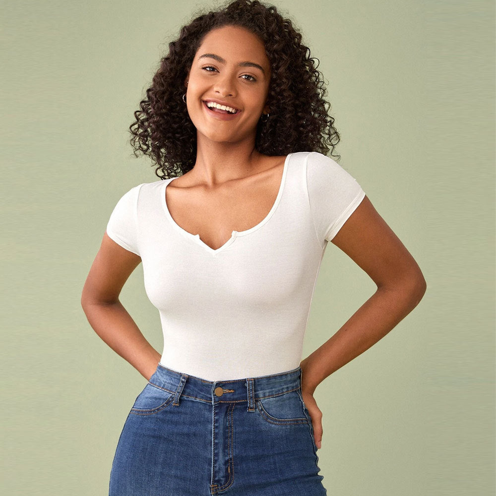 Damen T-Shirt V-Ausschnitt Kurzärmel Norvielle - Norvielle