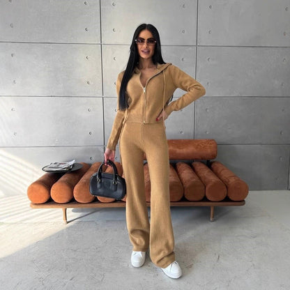 Damen Fleece-Jumpsuit Bequem Kapuze Reißverschluss Norvielle