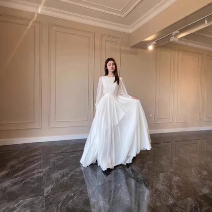 Damen Maxikleid Gerafftes Oberteil Länge Lang Ärmel Norvielle