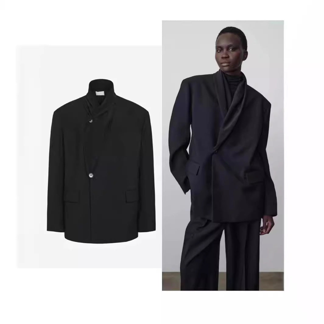 Damen Oversize Blazer Drapierter Vorderteil