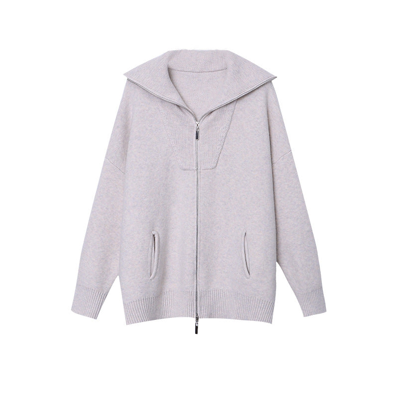 Damen Strickjacke Mit Reißverschluss Hoch Kragen Norvielle