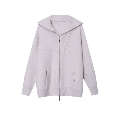 Damen Strickjacke Mit Reißverschluss Hoch Kragen Norvielle