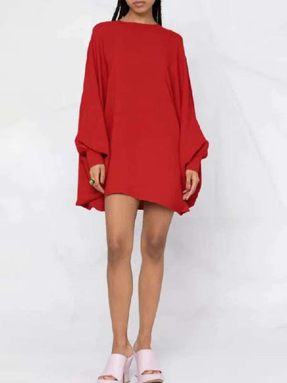 Damen Oversized Kleid Weit Ärmel Schwingender Saum Norvielle