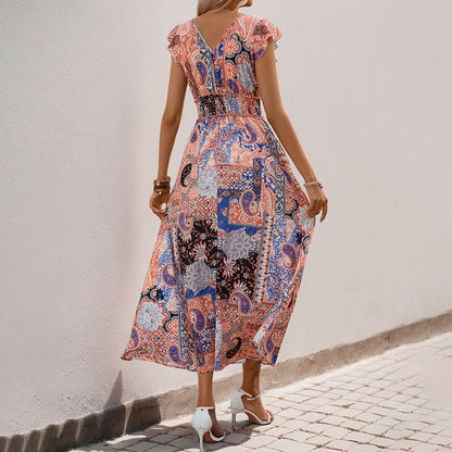 Damen Maxi-Kleid Paisley-Design Tailliert Norvielle
