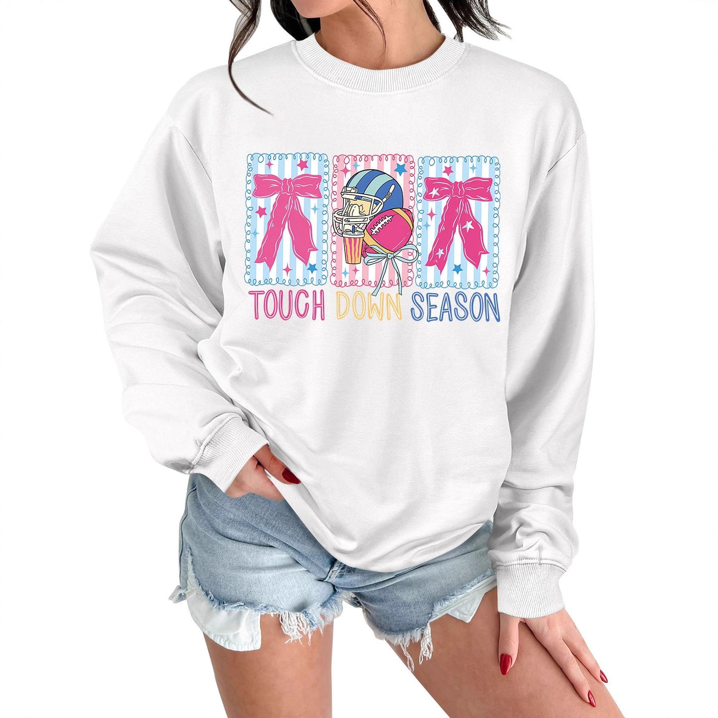 Damen Sweatshirt Football Motiv Lässig Grün