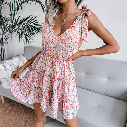 Damen V-Ausschnitt Sommerkleid mit Rüschendetails Leicht Norvielle