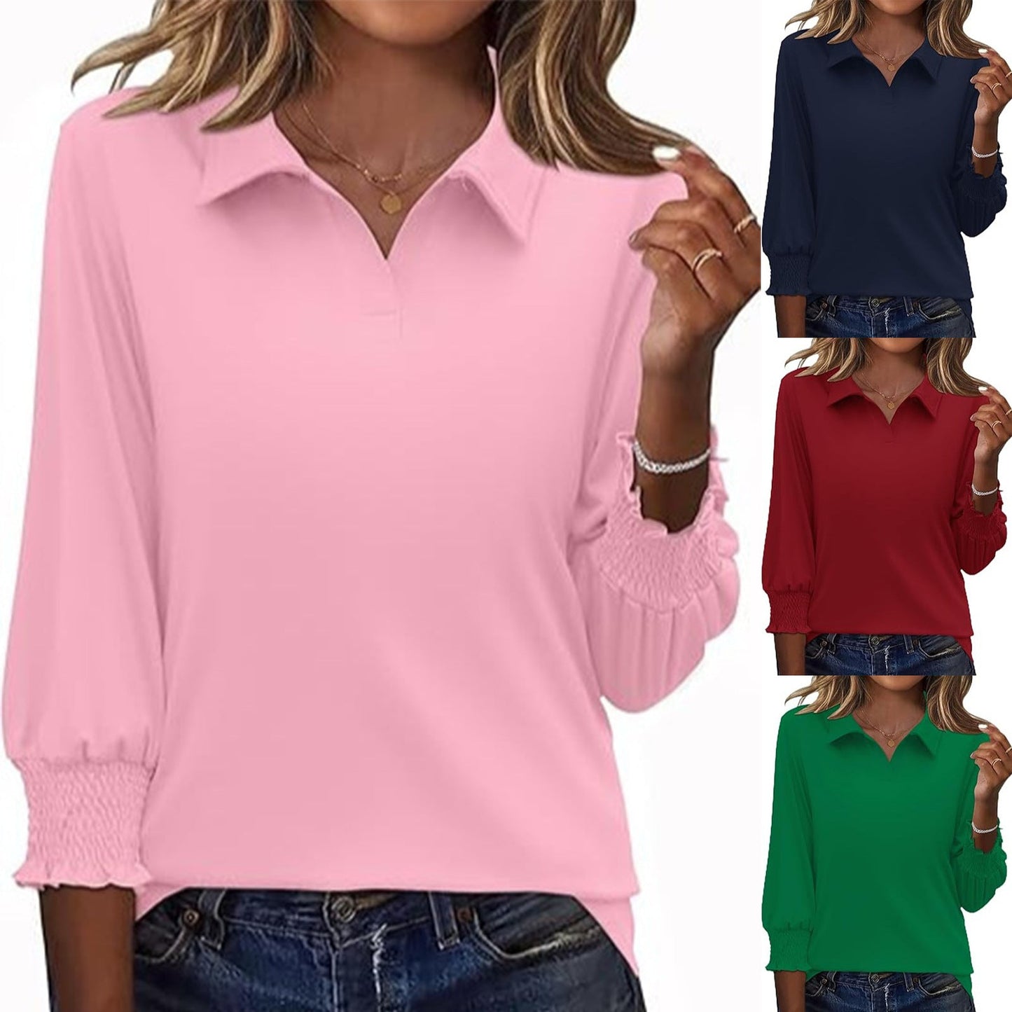 Damen Poloshirt mit Rüschendetails Elegantes Design - Norvielle