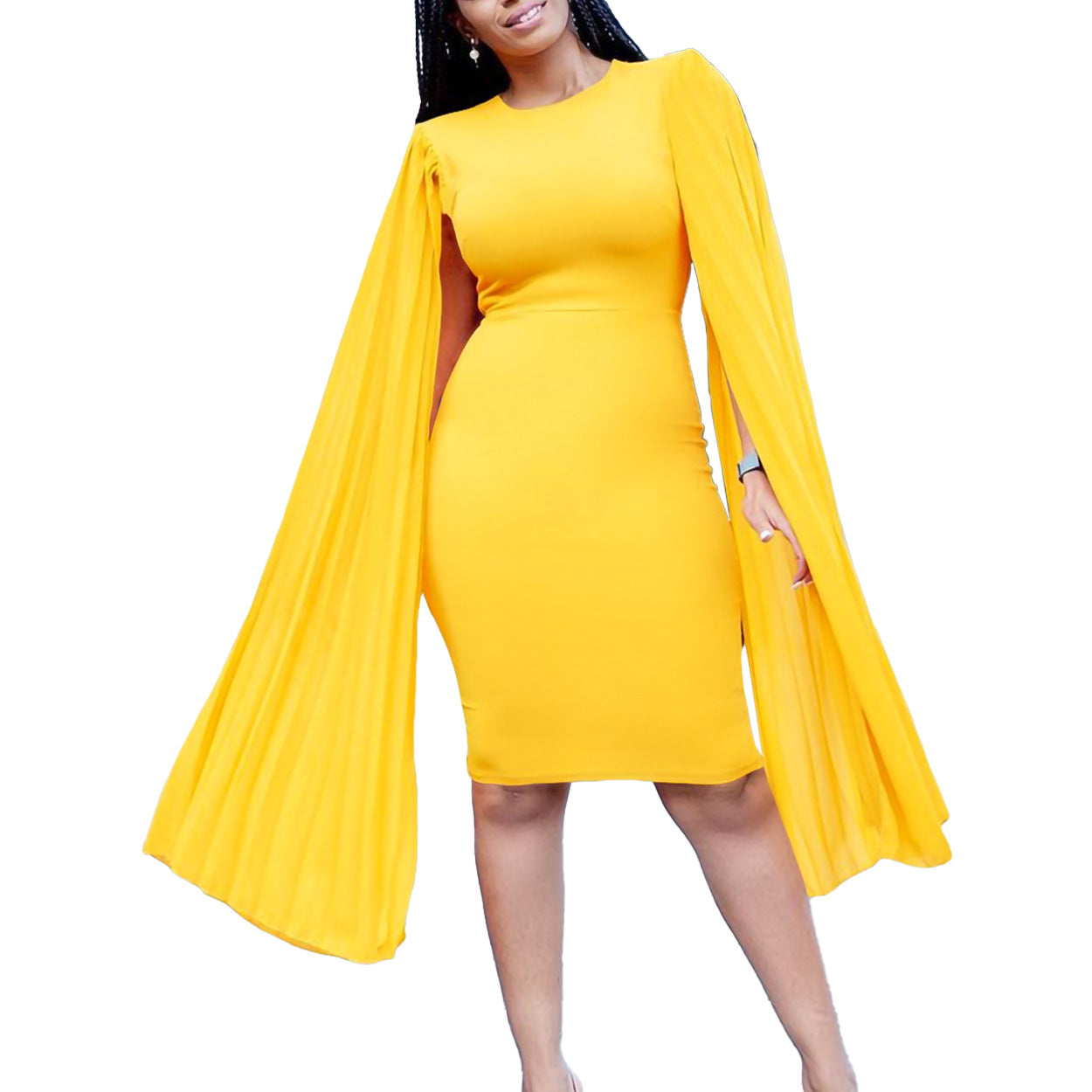 Damen Etui-Kleid Plisseefaltenärmel Eleganter Schnitt Norvielle