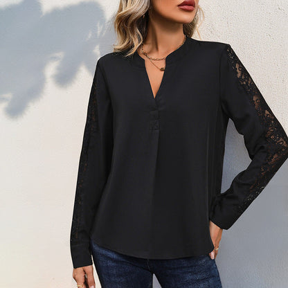 Damen Bluse Spitzeneinsätze Norvielle