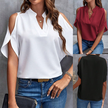 Damen Bluse Cut-Out Ärmel Stehkragen Elegante Bluse - Norvielle