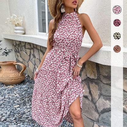 Damen Maxikleid Florale Rüschen Eleganter Taillengürtel - Norvielle