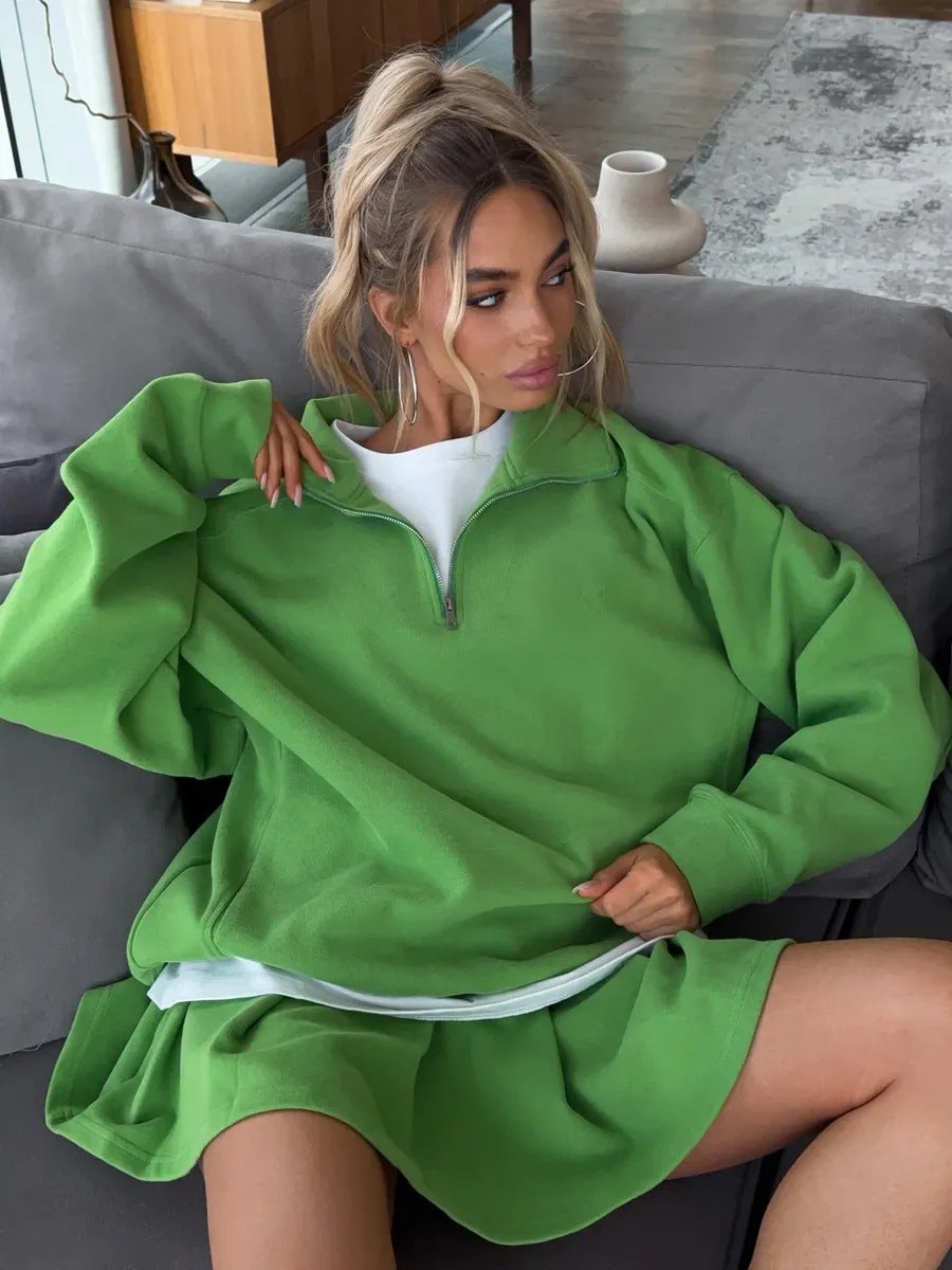 Damen Sweatshirt Oversized Mit Reißverschluss Norvielle
