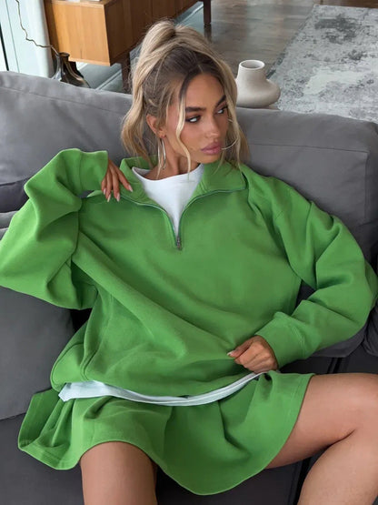 Damen Sweatshirt Oversized Mit Reißverschluss Norvielle