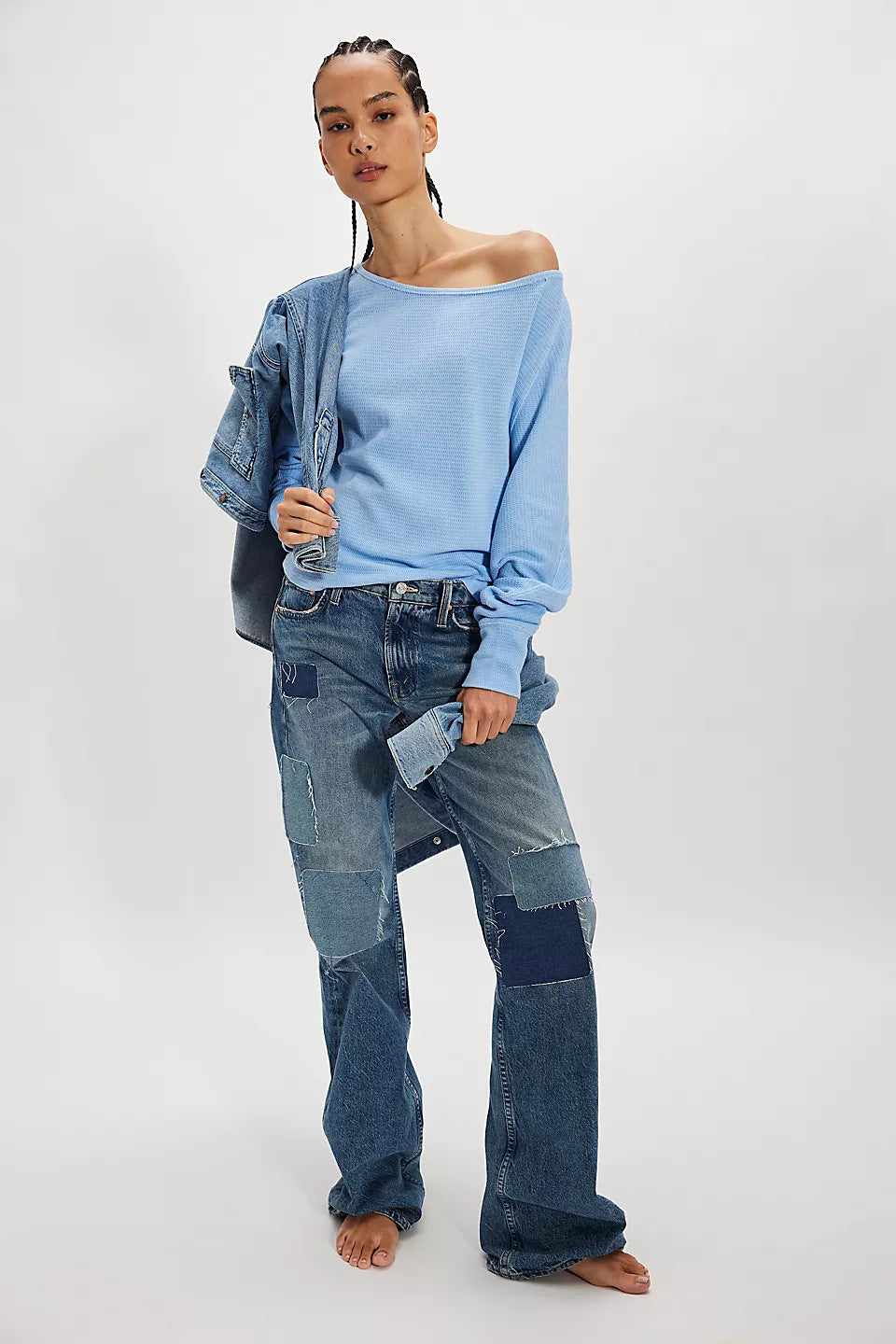 Damen Off-Shoulder Sweatshirt Norvielle Lässig
