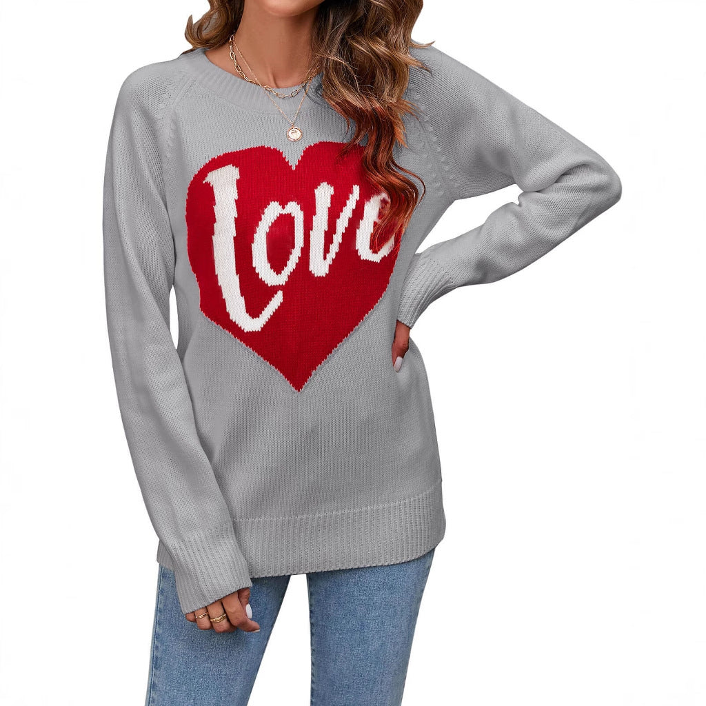 Damen Strickpullover Herz-Design