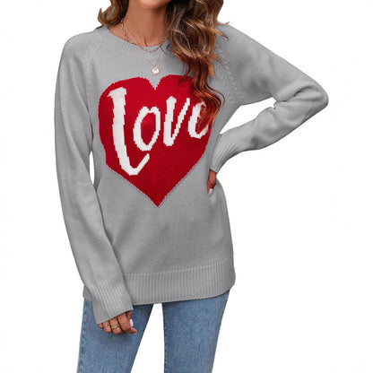 Damen Strickpullover Herz-Design
