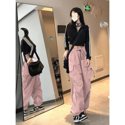 Damen Cargo-Hose Weites Bein Praktische Taschen