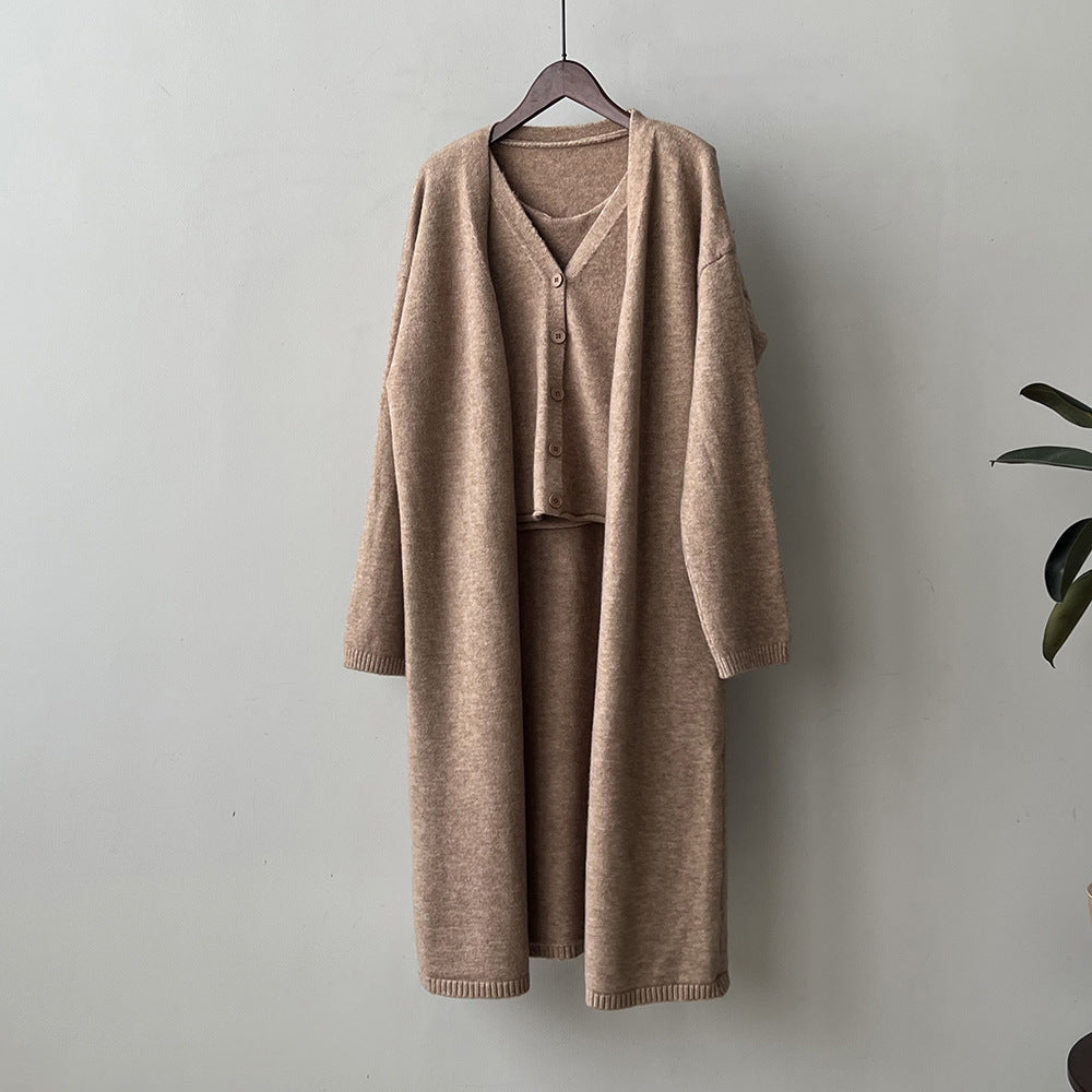 Damen Strickensemble V-Ausschnitt Knopf Norvielle