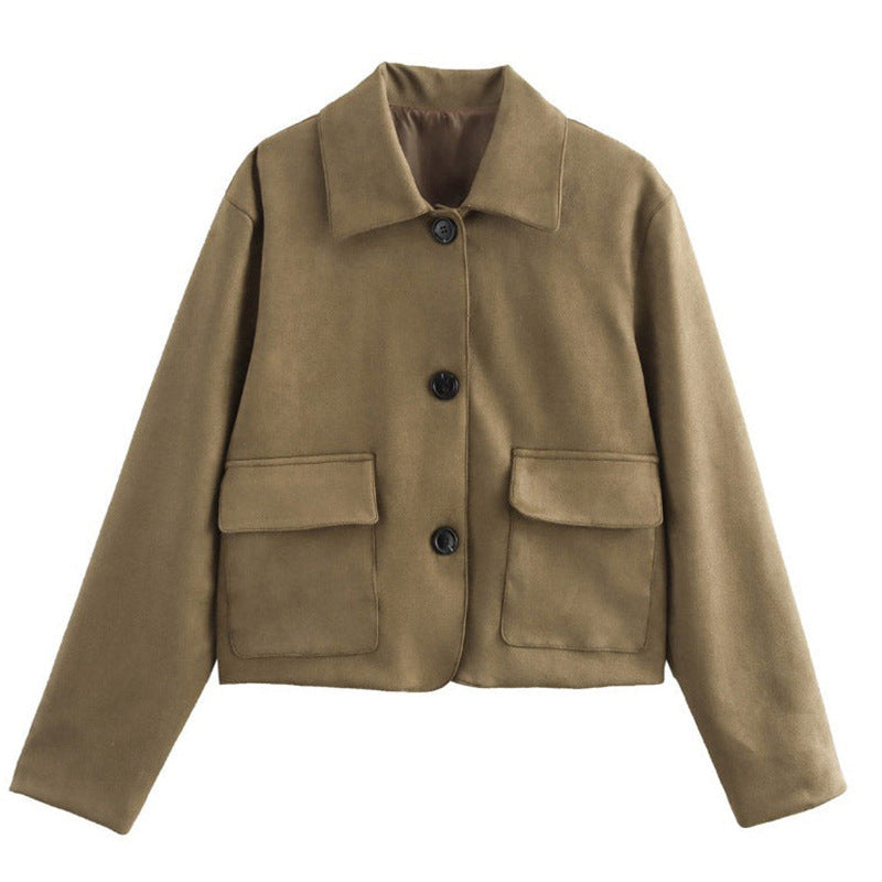 Damen Kurzjacke mit Brusttaschen und Knöpfen Norvielle