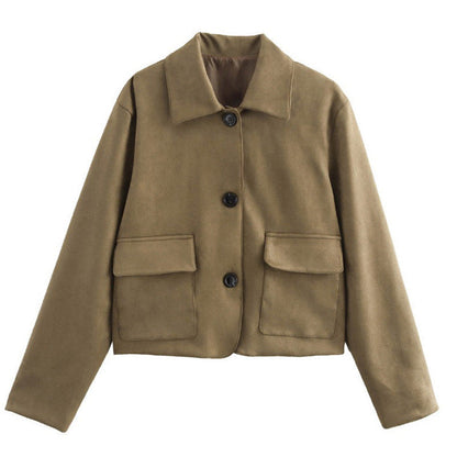 Damen Kurzjacke mit Brusttaschen und Knöpfen Norvielle
