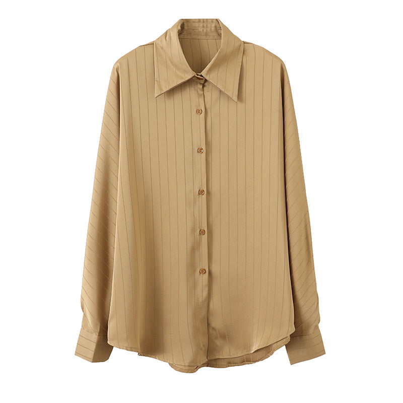 Damen Hemd Gestreift Satin Oberfläche Norvielle