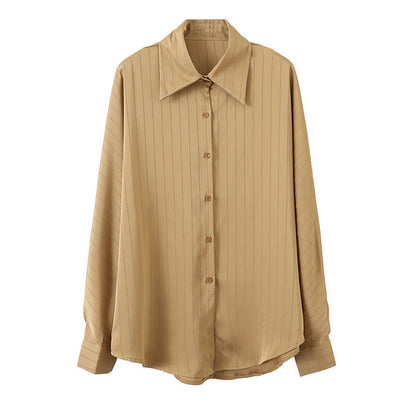 Damen Hemd Gestreift Satin Oberfläche Norvielle